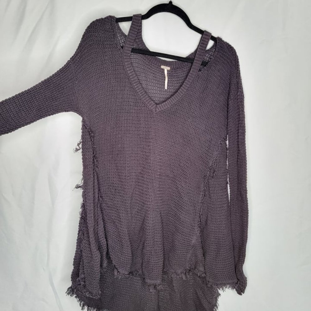 Free People open shoulder, vneck, sweater